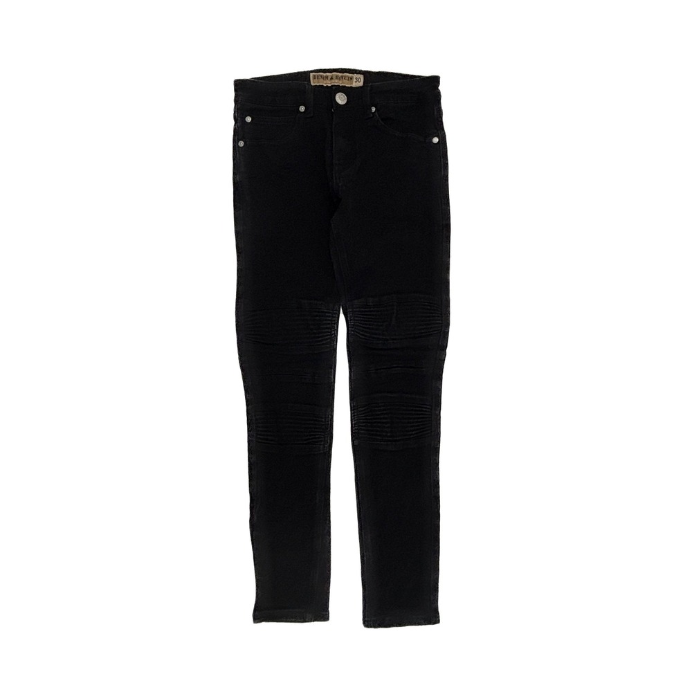 Denim & Rivets Moto Skinny Jeans Mens 30 Black Ribbed Knee Stretch Streetwear